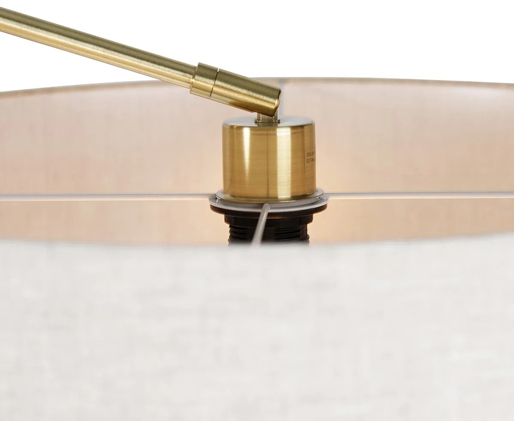 Lampa podłogowa złota z jasnoszarym abażurem 50 cm regulowana - EditorDesignerski Oswietlenie wewnetrzne