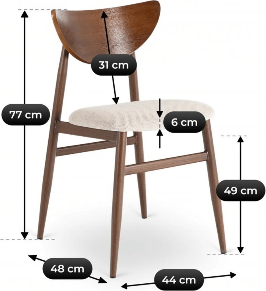 Krzesło Tapicerowane z Drewna Giętego BRAGA Orzech/Krem Retro
