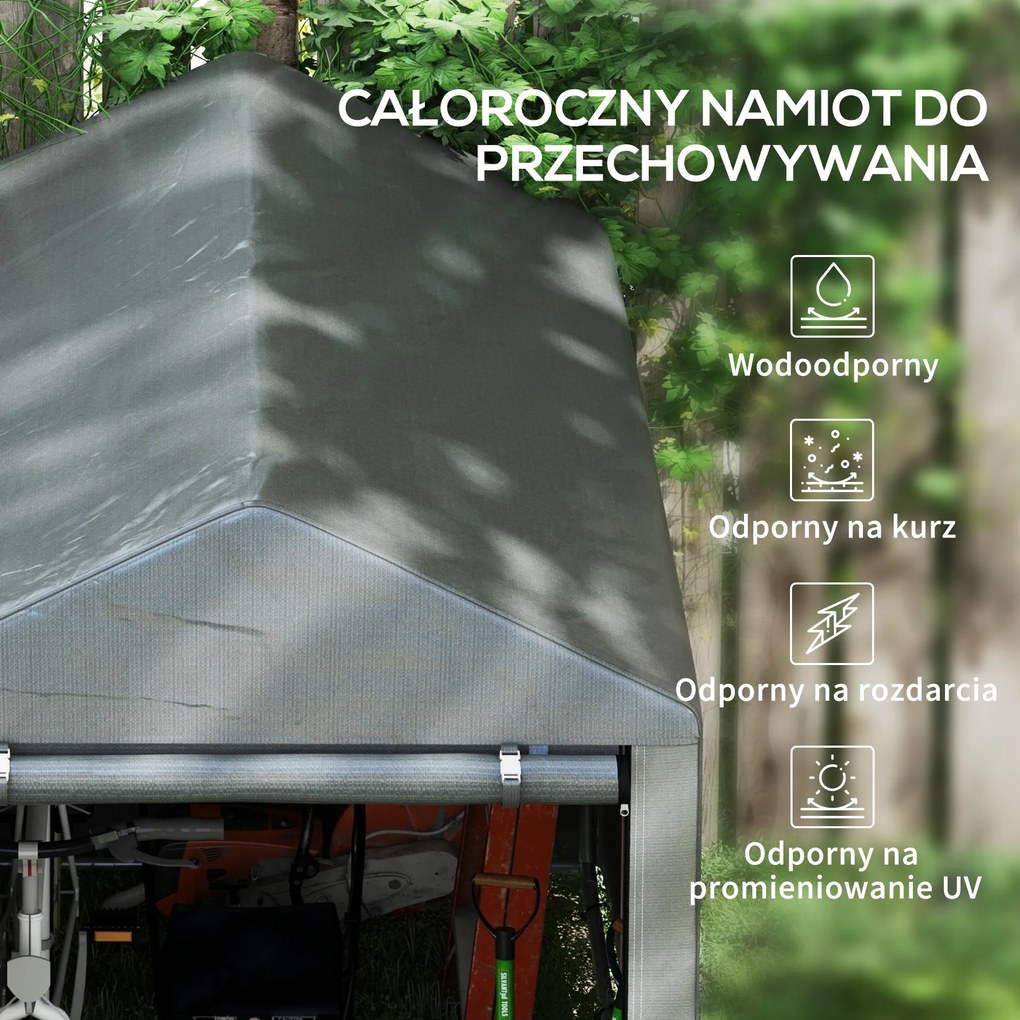 Outsunny Szopa Ogrodowa, Namiot Magazynowy, Mocny i Odporny na Warunki Pogodowe, Stalowy Stelaż, 1,2x1,8x1,6m, Ciemnoszary | Aosom PL