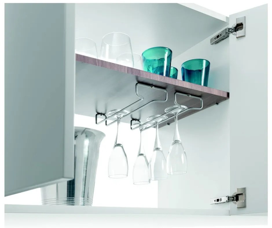 Ścienne stalowe uchwyty na kieliszki do wina w kolorze srebra zestaw 2 szt. Rail – Metaltex