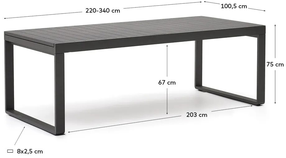 Metalowy stół ogrodowy 100.5x220 cm Galdana – Kave Home
