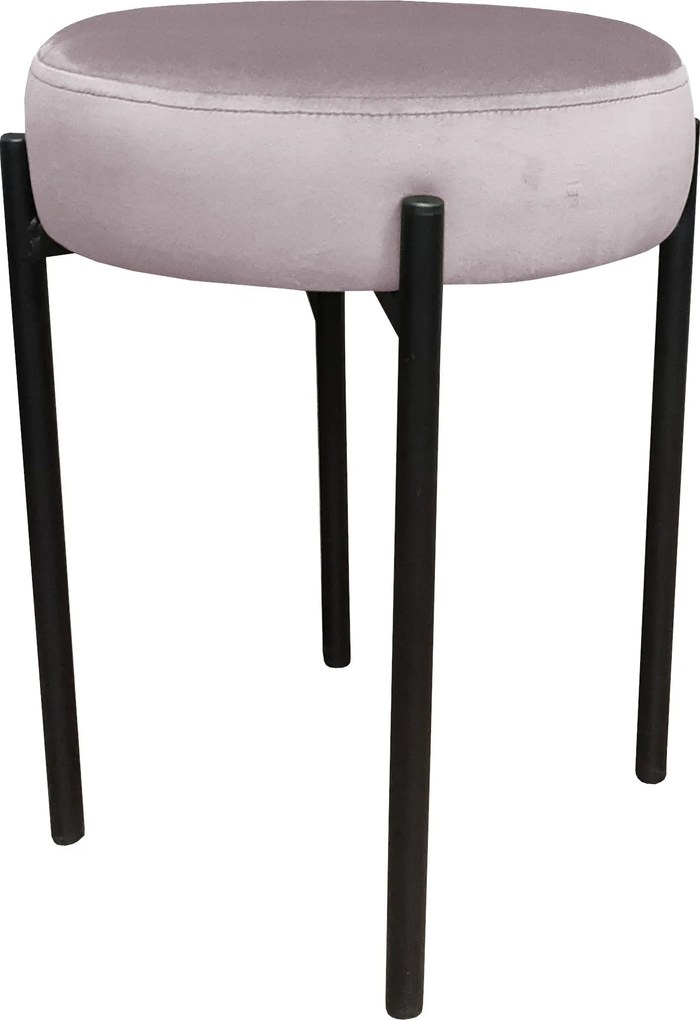 Taboret DIOR stelaż metalowy tkanina Welur : Kolor Stelaża - Czarny , Kolor tkaniny - VELVET - MG55, Typ tkaniny - Velvet