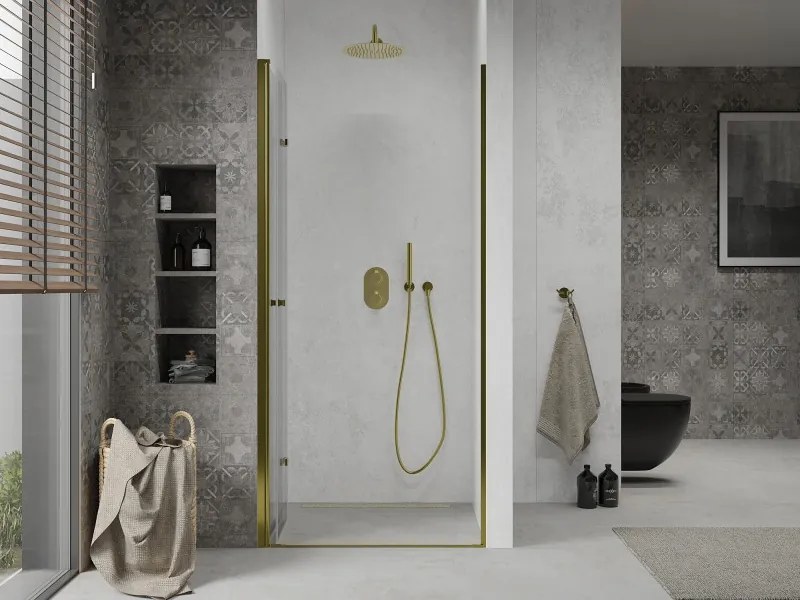 Mexen Lima drzwi prysznicowe składane 80 cm, transparent, złote - 856-080-000-50-00