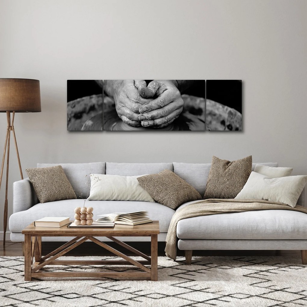Obraz czarno-biały - garncarstwo (170x50 cm)