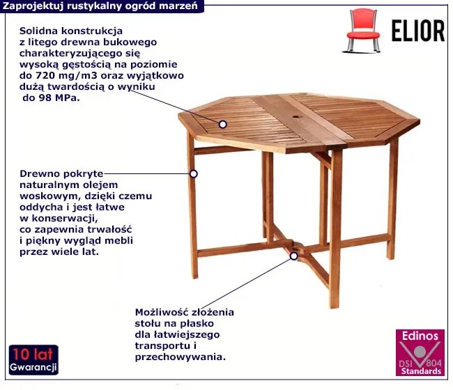 Drewniany składany stół ogrodowy C6-M29