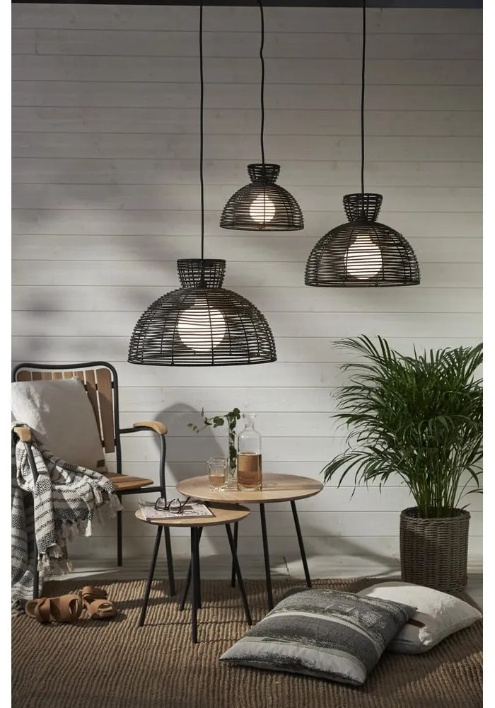 Czarny klosz do wiszące lampy ogrodowej Star Trading Runde, ø 37,5 cm