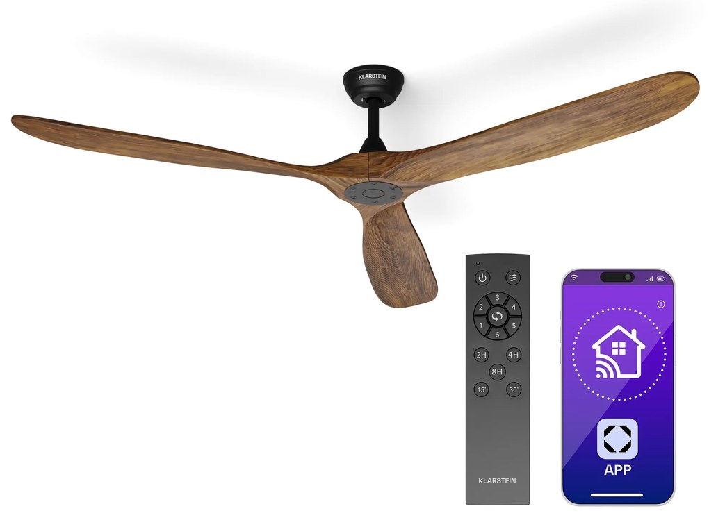Klarstein Bahama Breeze Smart 178 cm 45,5 W wentylator sufitowy orzech włoski
