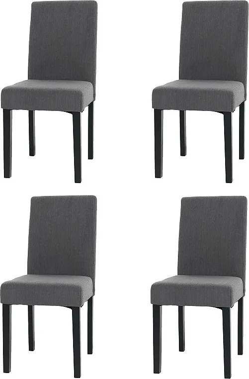 Krzesło do jadalni Littau Cord (zestaw 4 sztuk),  ciemnoszary, ciemne nogi