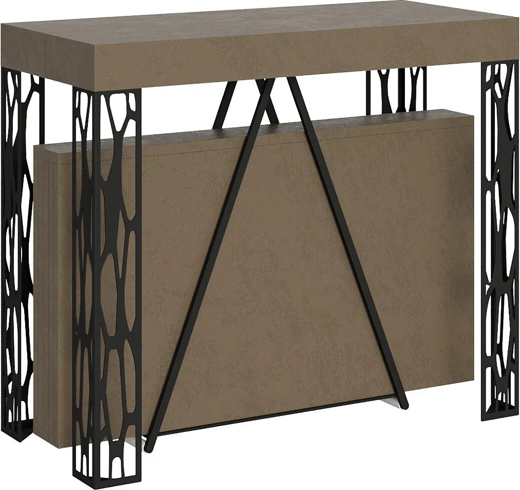 Konsola rozkładana 90x40/196 cm Kerpa Small szaro-beżowy rama w kolorze antracytu