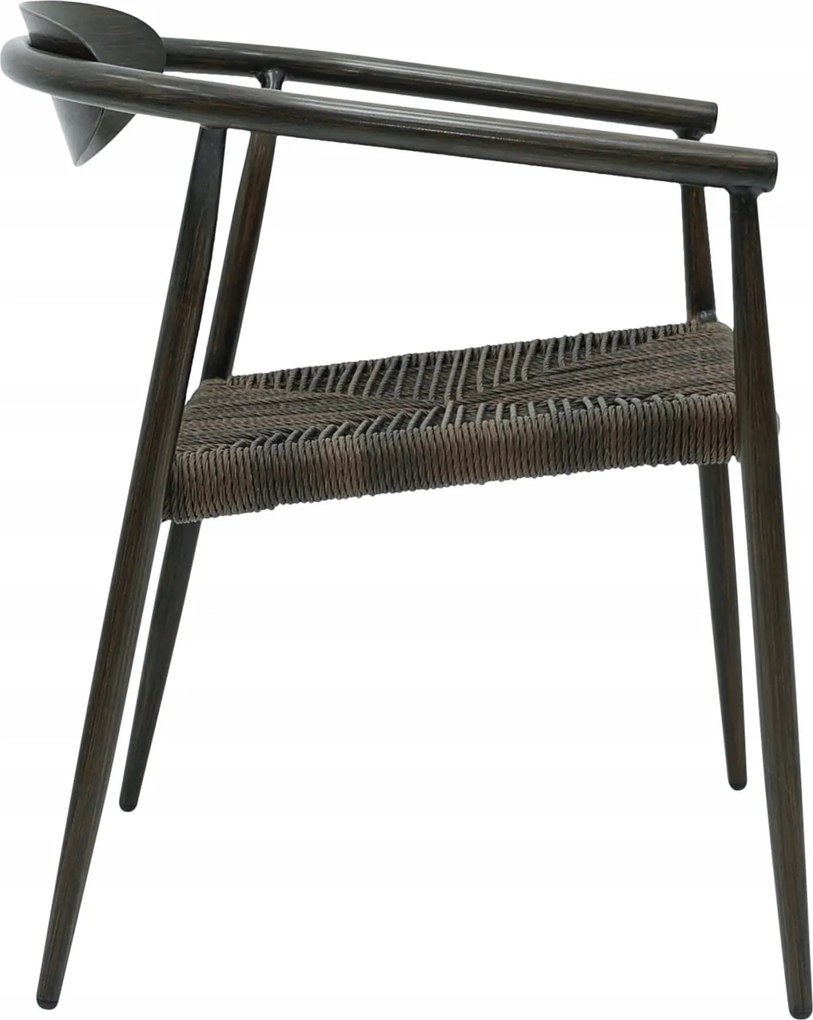Krzesło Ogrodowe Ciemny brąz 56x61x75 cm Aluminium Plecione Brązowe Sznurki