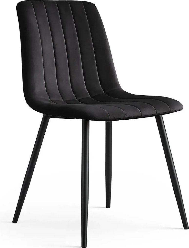 Zestaw 4 czarnych krzeseł pikowanych - Selvaro