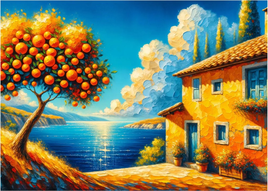 Obraz na szkle - Dom z pomarańczami II. (70x50 cm)