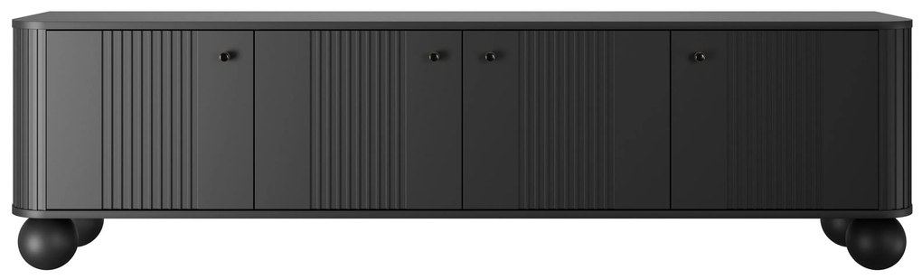 Szafka RTV Vesper 4D 187 cm - czarny / czarne uchwyty / nogi kule