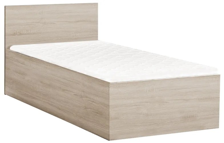 Łóżko SOFIA 90 x 200 cm, dąb sonoma Stelaż: Ze stelażem listwowym rolowanym, Materac: Materac Deluxe 10 cm