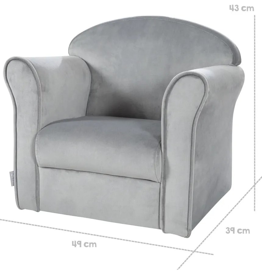 Jasnoszary aksamitny fotel dziecięcy Lil Sofa – Roba