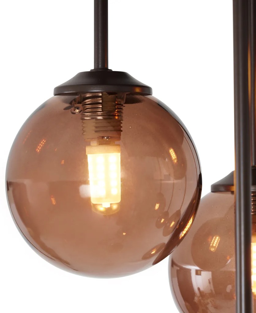 Designerska lampa sufitowa brązowa z brązowym szkłem 9-punktowa - AthensDesignerski Oswietlenie wewnetrzne