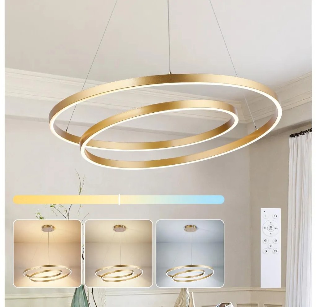 Brilagi-LED ściemnialny żyrandol na linkach TWISTER LED/75W/230V śr. 70 cm złoty + z pilotem