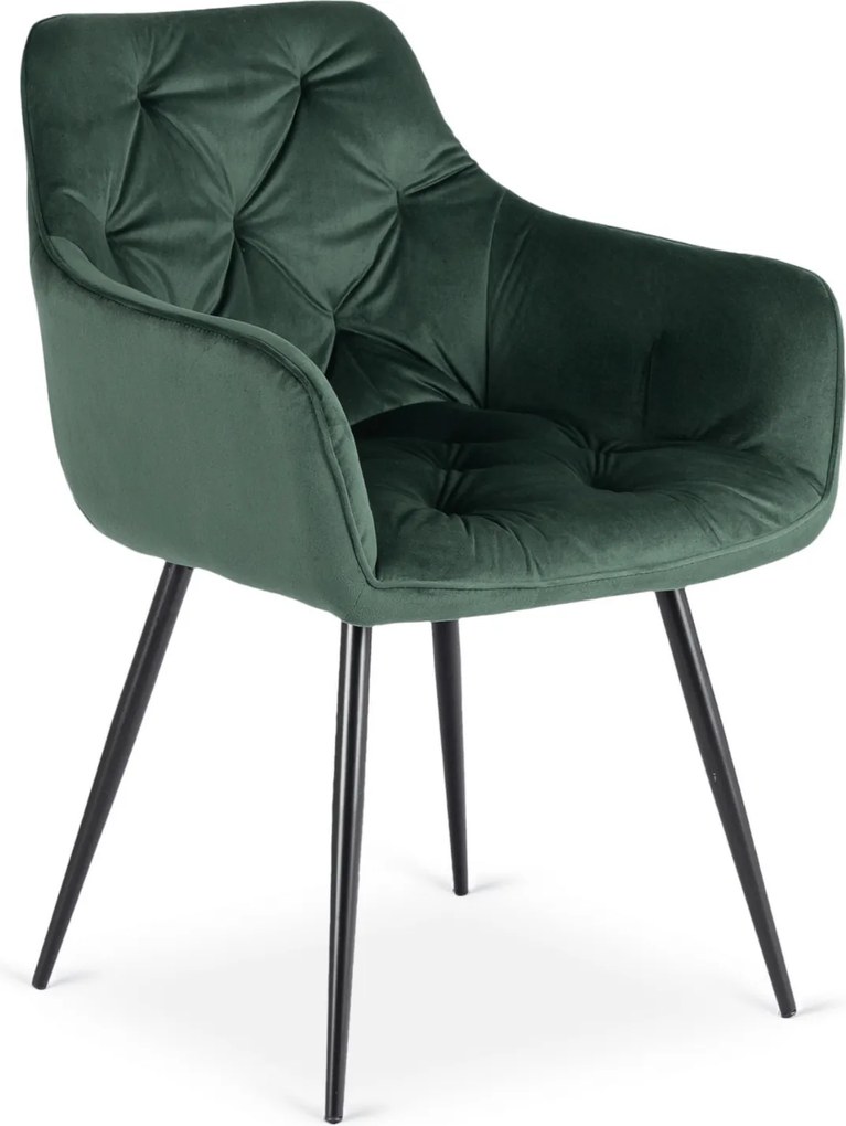 Krzesło Tapicerowane do Salonu MODESTO Zielone Welurowe Nowoczesne Loft