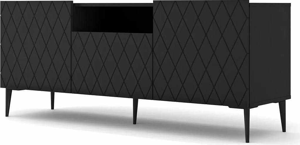 Szafka rtv czarny mat + czarne nogi K5-T34