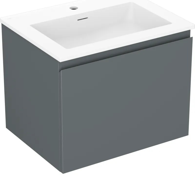 Mexen Orio szafka łazienkowa 60 cm z umywalką Otis, 1 szuflada, grafit mat/biała mat - 91A10-06047-1-BF66-W18M01