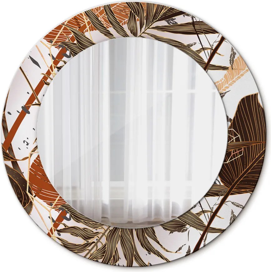 Lustro z nadrukiem dekoracyjne okrągłe Liście palmowe