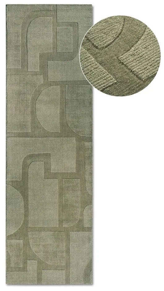 Zielony wełniany chodnik tkany ręcznie 80x250 cm Alexis – Villeroy&amp;Boch