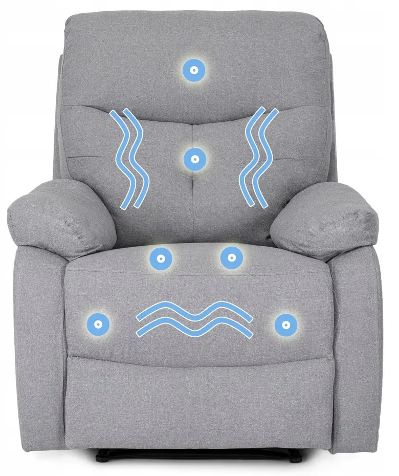 Fotel Masujący INTER 2 Rozkładany z Podnóżkiem Szary Nowoczesny