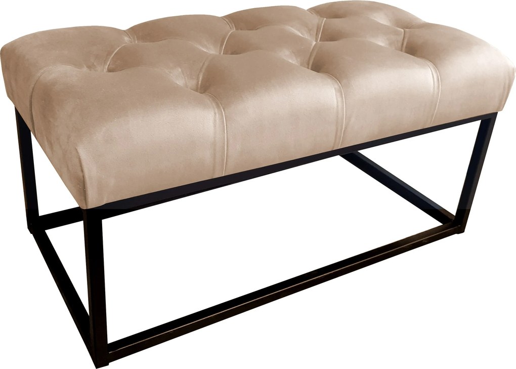 Ławka CHESTERFIELD tkanina Welur loft ławka metal : Kolor Stelaża - Czarny , Kolor tkaniny - VELVET - MG06, Typ tkaniny - Velvet