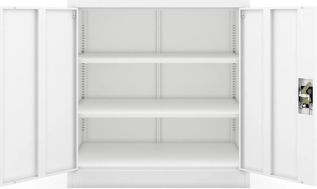 Szafka metalowa zamykana biurowa, warsztatowa biała BEATA D600 900 x 930 x 600 mm