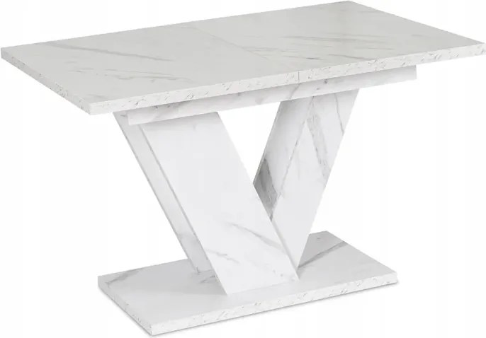 Stół Prostokątny Rozkładany CLARK 120-160 cm Biały Marmur Glamour
