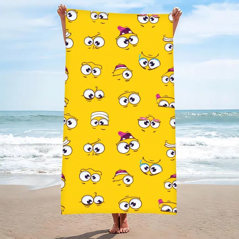 Ręcznik plażowy SMILE 100x180 cm żółty, 100% mikrofibra