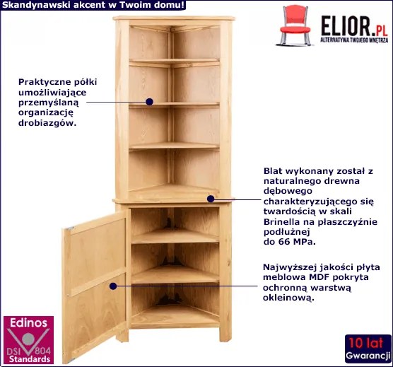 Wysoka szafka narożna stojąca dąb L0-D51