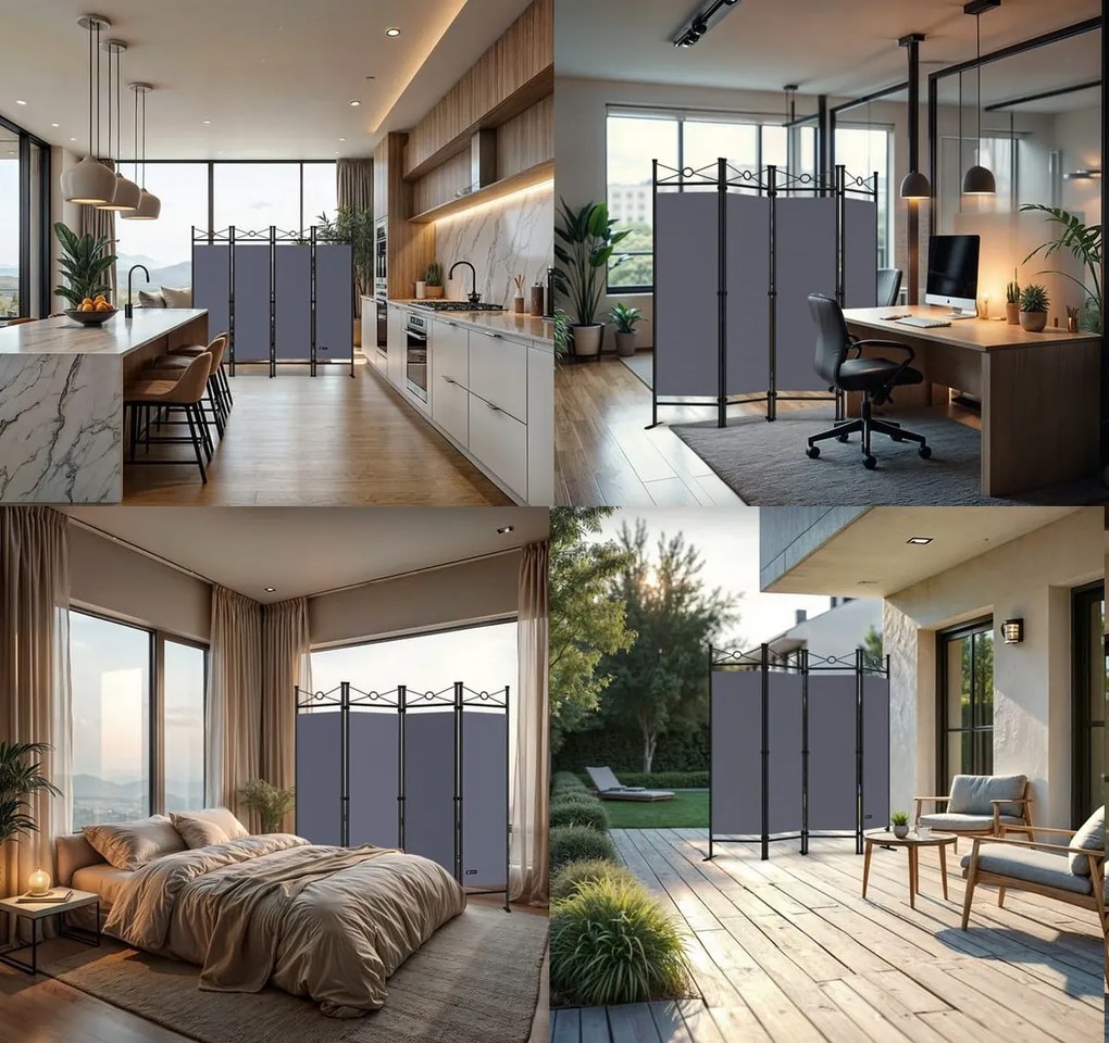 Parawan LUCCA, 163x180cm, antracytowa Casaria