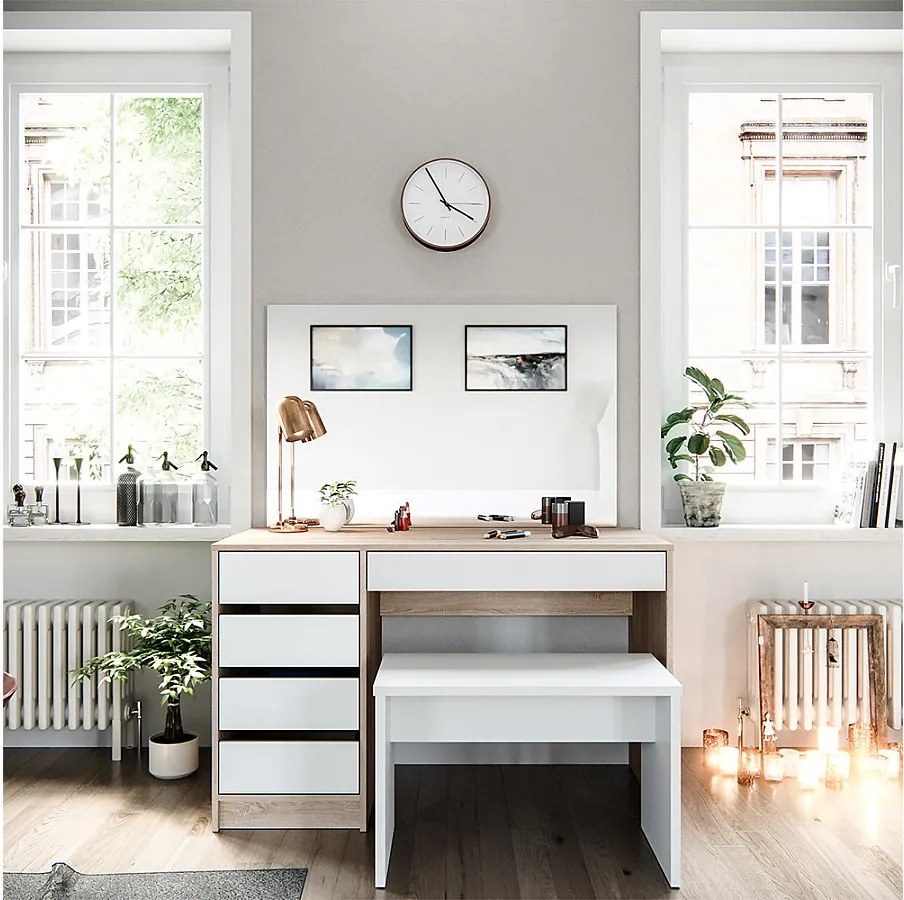 Stół o jamierze biały/sonoma 120x55x75 sherry