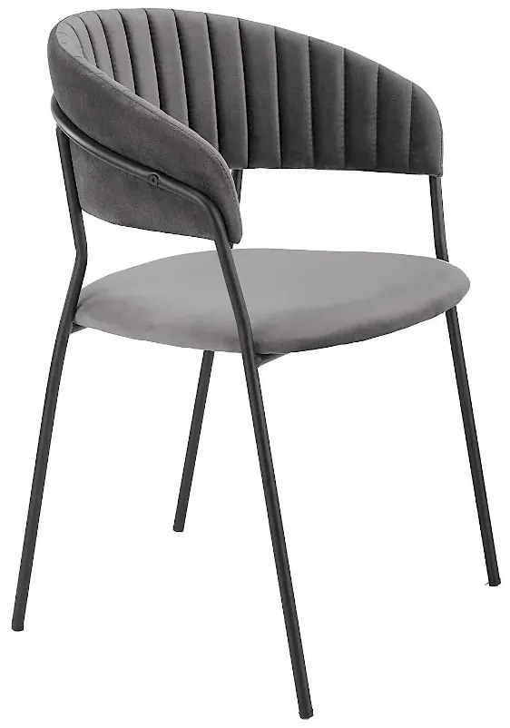 Komplet szarych welurowych krzeseł do jadalni 4 szt. K2-Z55