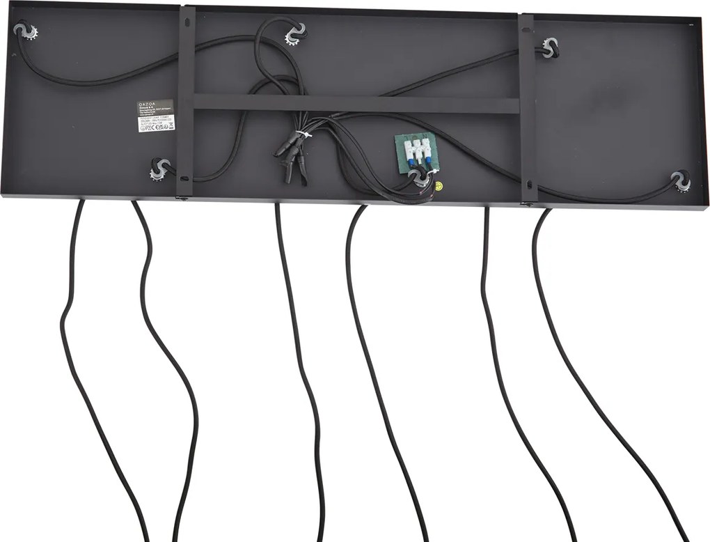 Designerska lampa wisząca czarna z przydymionym szkłem 6-źródłowa - Ana