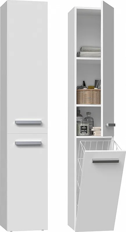 Słupek Łazienkowy Nel IV | Biały |  31x30x174 cm | Regał Łazienkowy