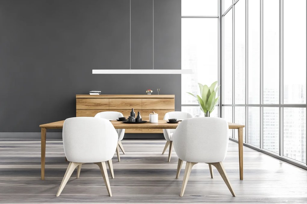 Biała lampa wisząca LED 100 cm z drewna jesionowego L100KB-4K-WEIß wym