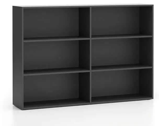 Regał biurowy podwójny niski SEGMENT, 4 półki, 1660 x 350 x 1140 mm, grafit