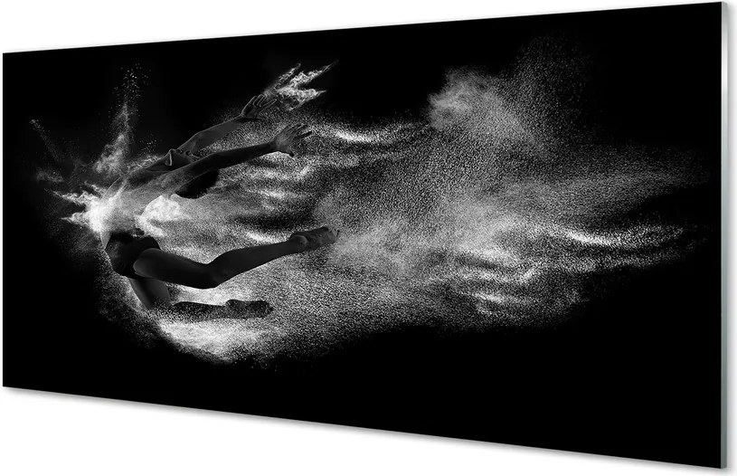 Panel szklany do Kuchni Baletnica w Dymie na Szarym Tle