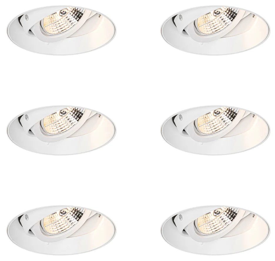 Zestaw 6 nowoczesnych reflektorów wpuszczanych białych GU10 AR70 okrągłych bezramkowych - Oneon