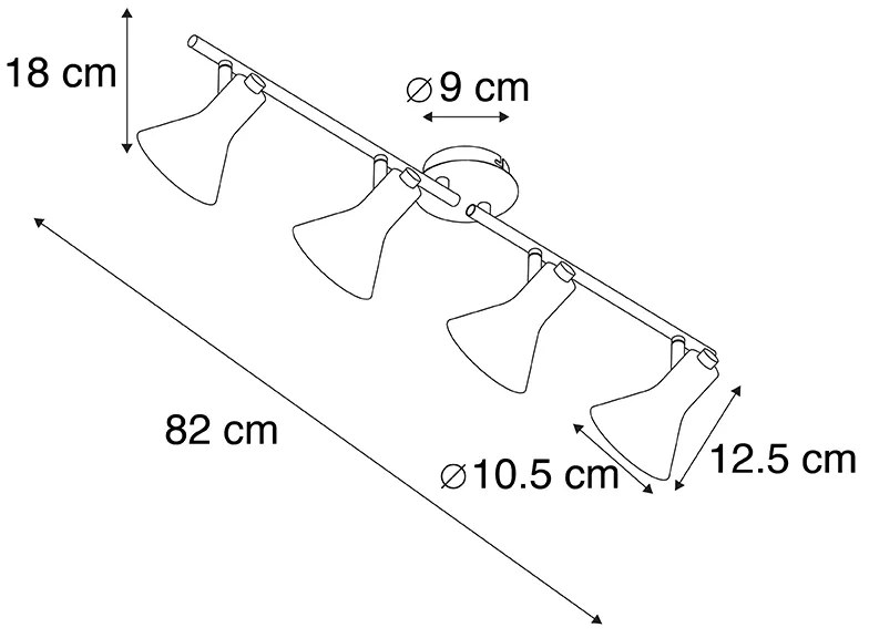 Nowoczesny reflektor czarny ze złotem 4-światłowy - Magno