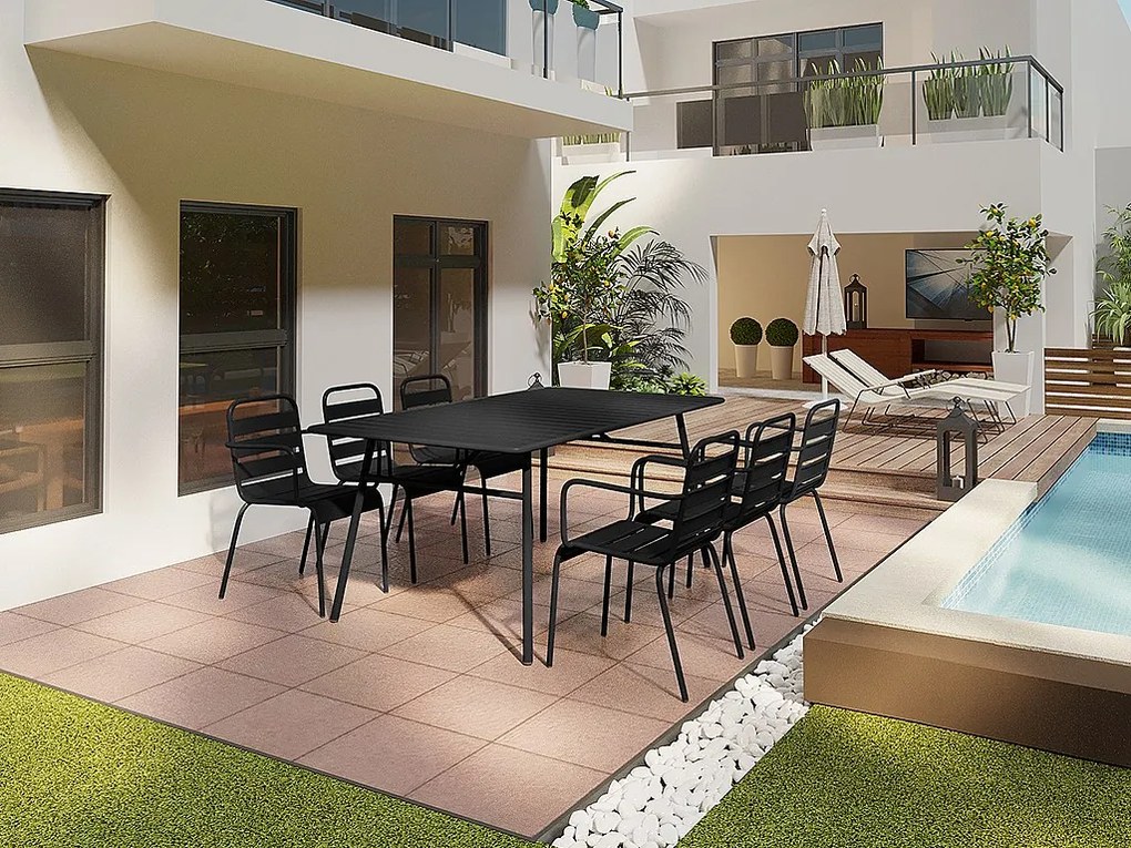 Zestaw 2 foteli ogrodowych sztaplowanych z metalu - Czarny - MIRMANDE marki MYLIA