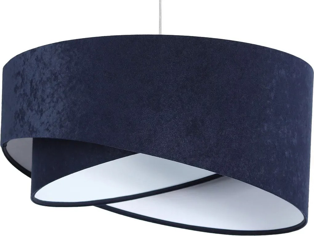 Granatowo-biała lampa wisząca welurowa - 3X EX985 S6-P29