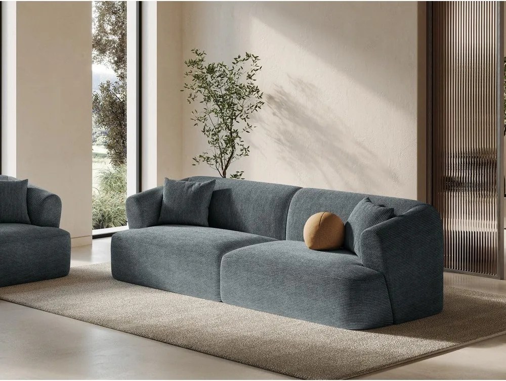 Ciemnoszara sztruksowa sofa 255 cm Campi – Cosmopolitan Design