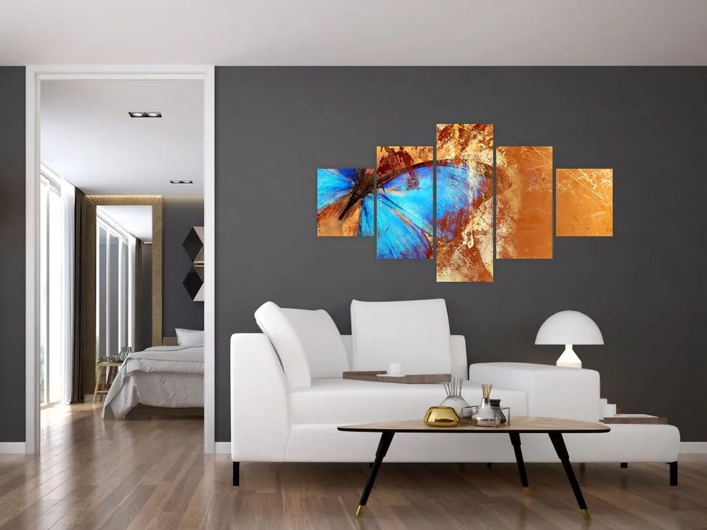 Obraz - Niebieski motyl (125x70 cm)