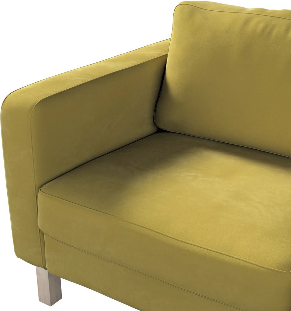 Pokrowiec na sofę Karlstad 2-osobową nierozkładaną krótki kolor zielony tkanina połyskliwa, welwetowa