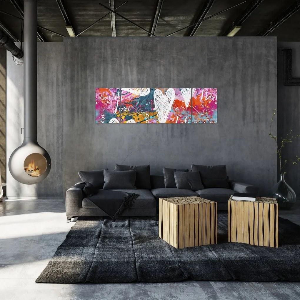 Obraz - Serce na abstrakcyjnym tle (170x50 cm)