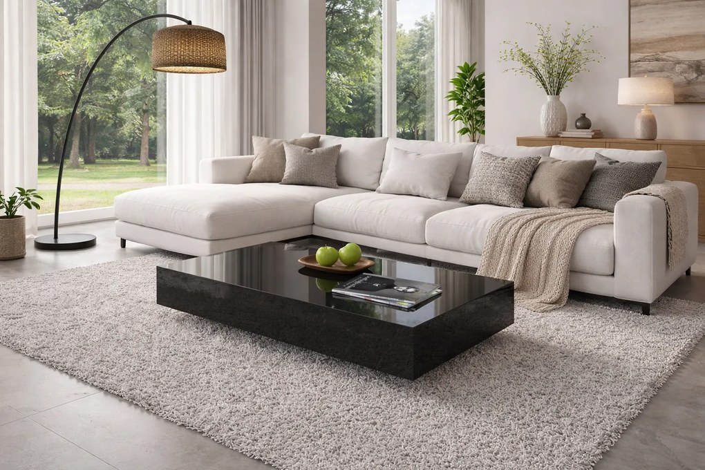 Niski stolik kawowy Pixel 120x60 cm, kolor czarny połysk