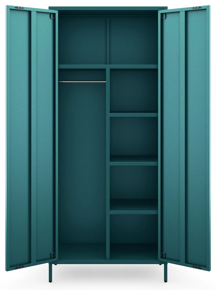Szafa na ubrania metalowa morska / turkusowa: Modern FLAVIO, 800 x 1850 x 450 mm